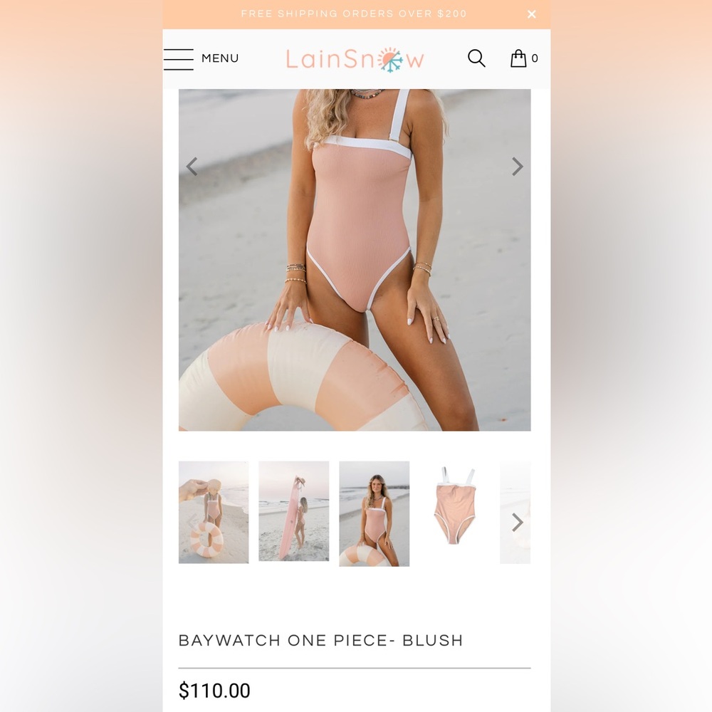 LainSnow Beige and White Swimsuit